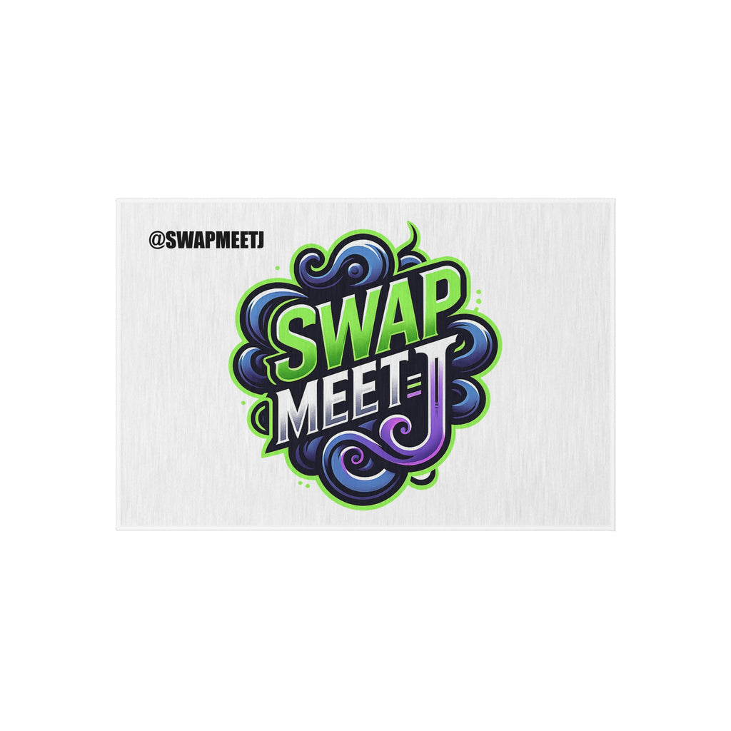 Swap Meet Graphic Outdoor Rug – Bold Neon Logo Doormat