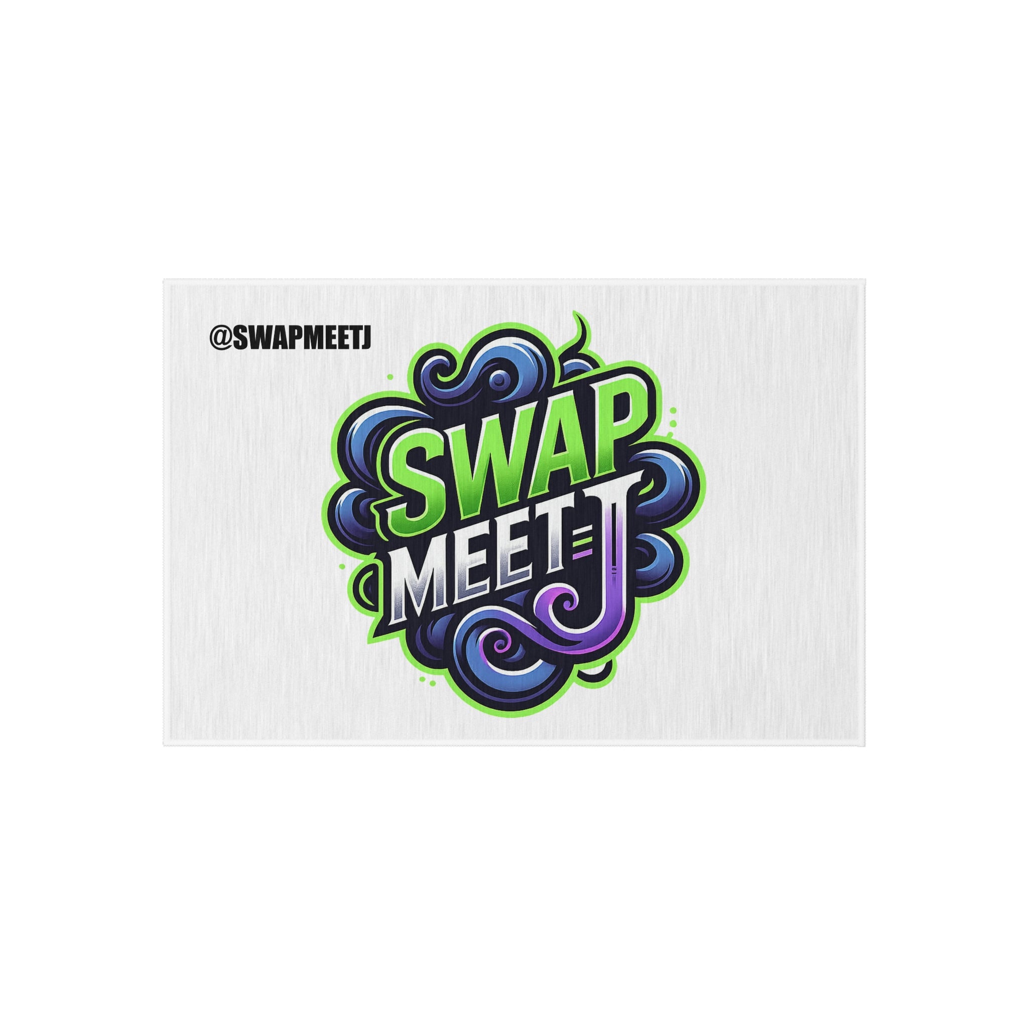 Swap Meet Graphic Outdoor Rug – Bold Neon Logo Doormat
