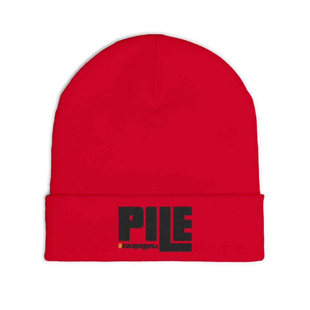 Embroidered 'PILE' Knit Beanie — Cozy Winter Beanie with Bold Logo