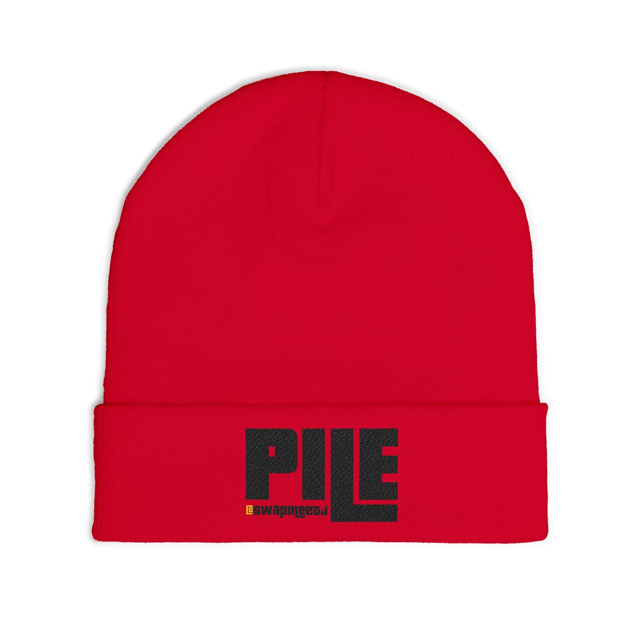 Embroidered 'PILE' Knit Beanie — Cozy Winter Beanie with Bold Logo