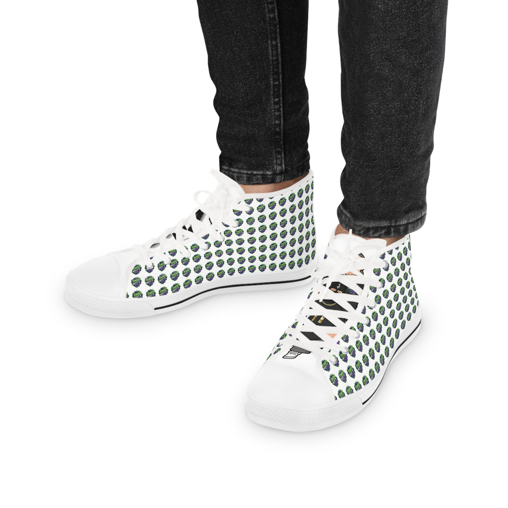 High Top Sneakers — Green Globe Dot Pattern