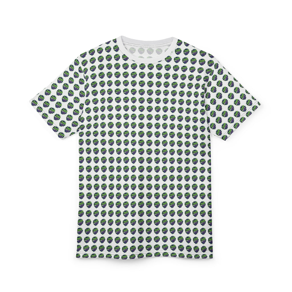 All-Over Green Earth Pattern Tee — Eco Globe Print T-Shirt