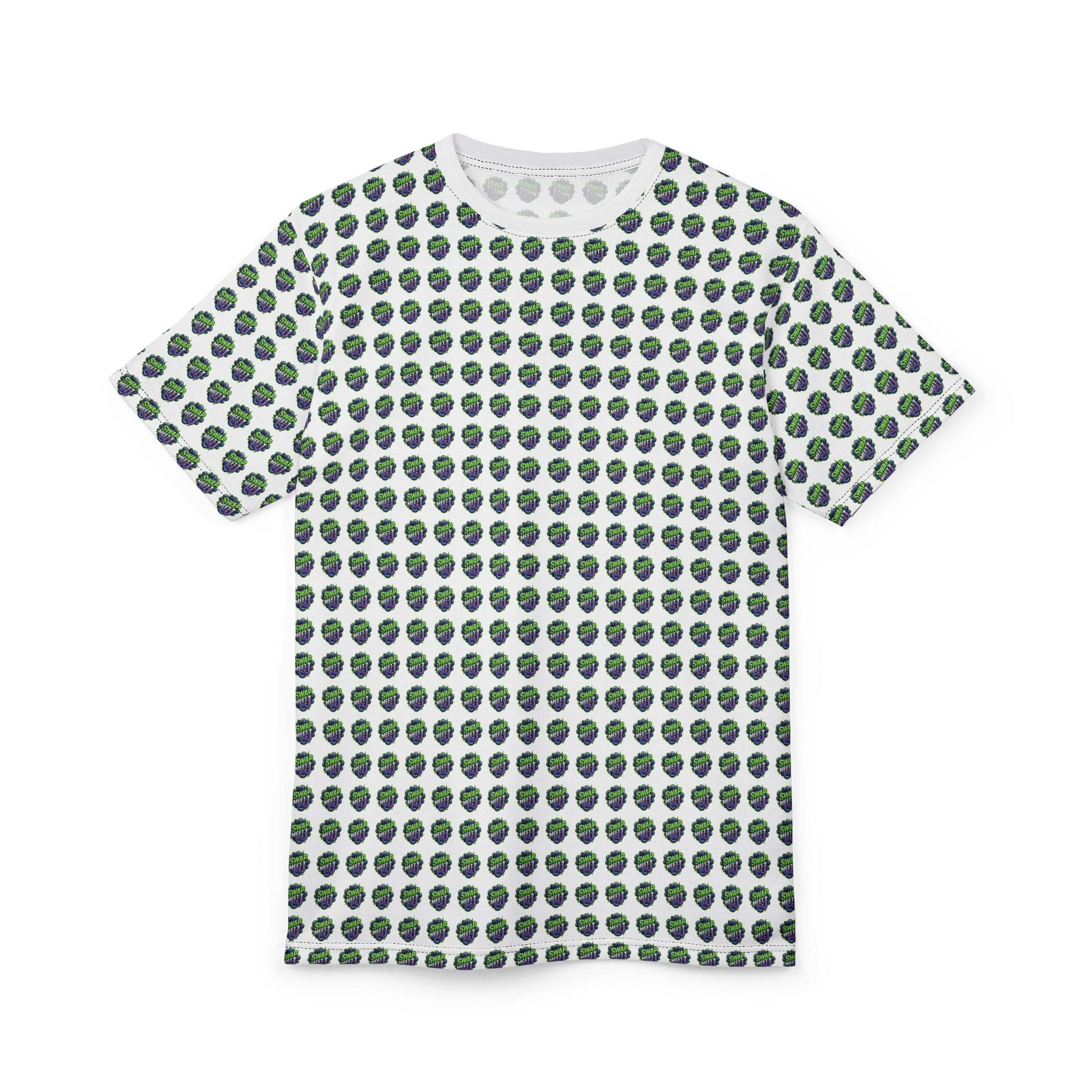 All-Over Green Earth Pattern Tee — Eco Globe Print T-Shirt