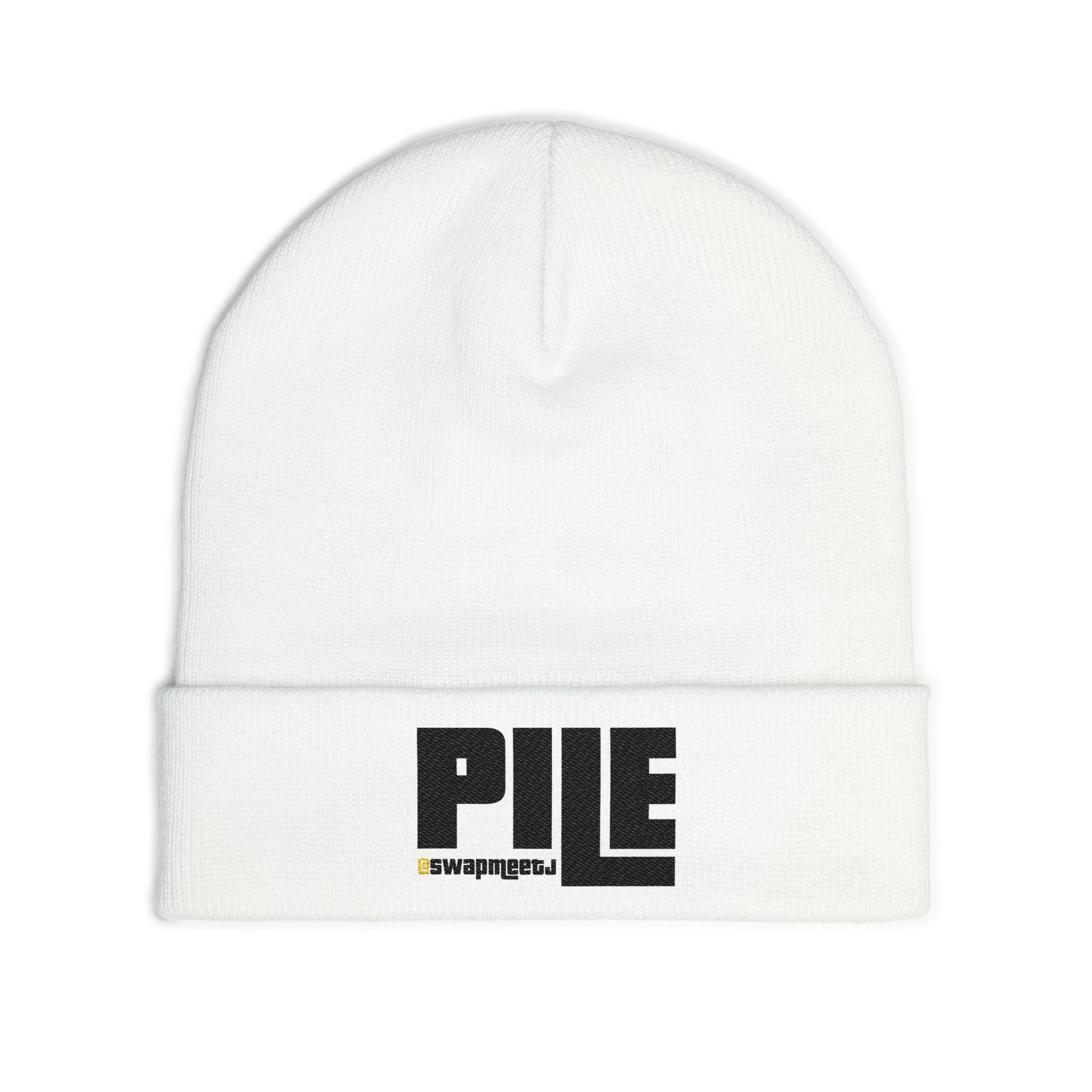 Embroidered 'PILE' Knit Beanie — Cozy Winter Beanie with Bold Logo