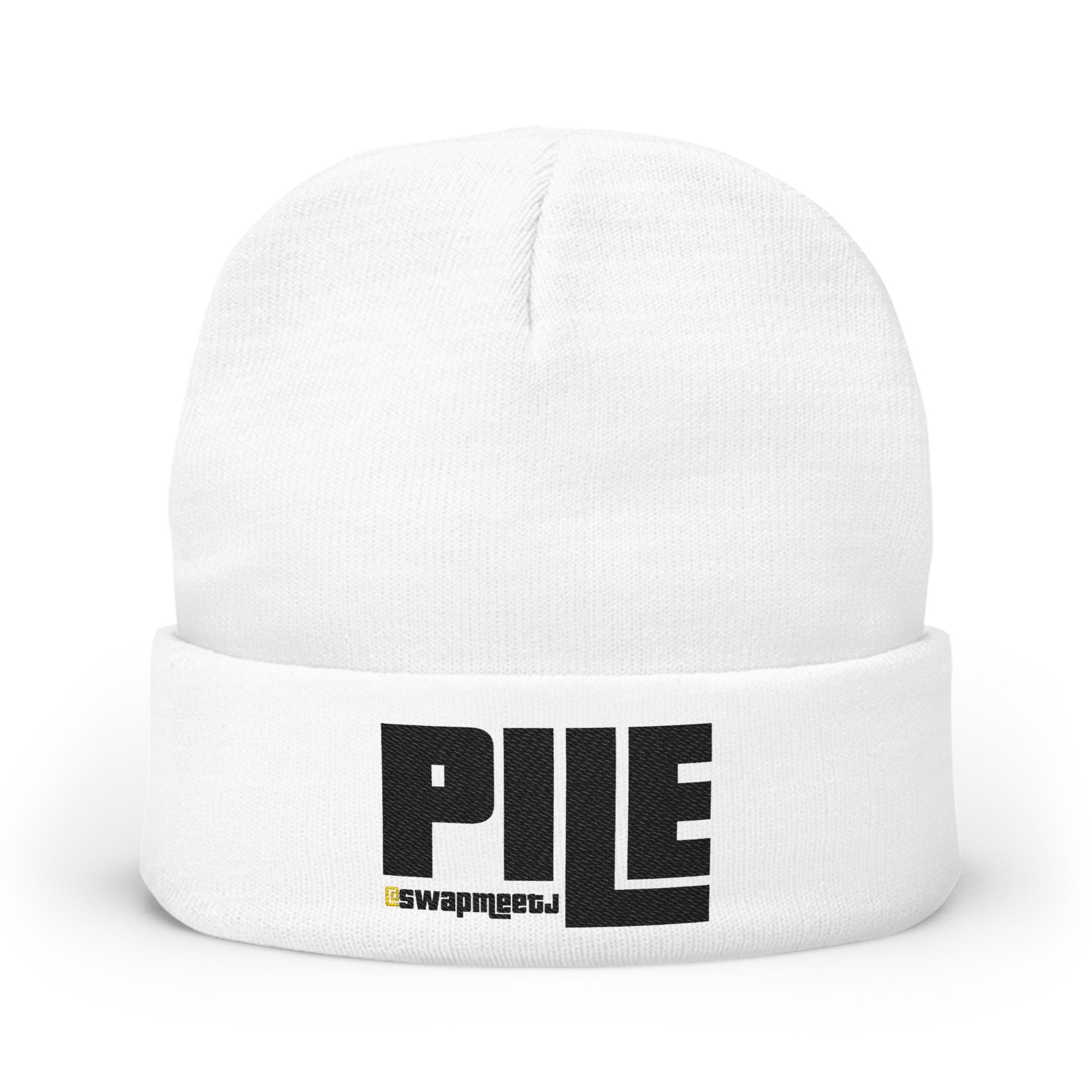 Embroidered 'PILE' Knit Beanie — Cozy Winter Beanie with Bold Logo