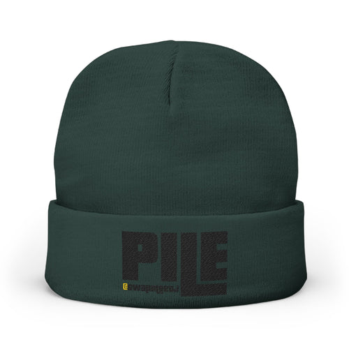 Embroidered 'PILE' Knit Beanie — Cozy Winter Beanie with Bold Logo