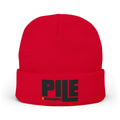 Embroidered 'PILE' Knit Beanie — Cozy Winter Beanie with Bold Logo