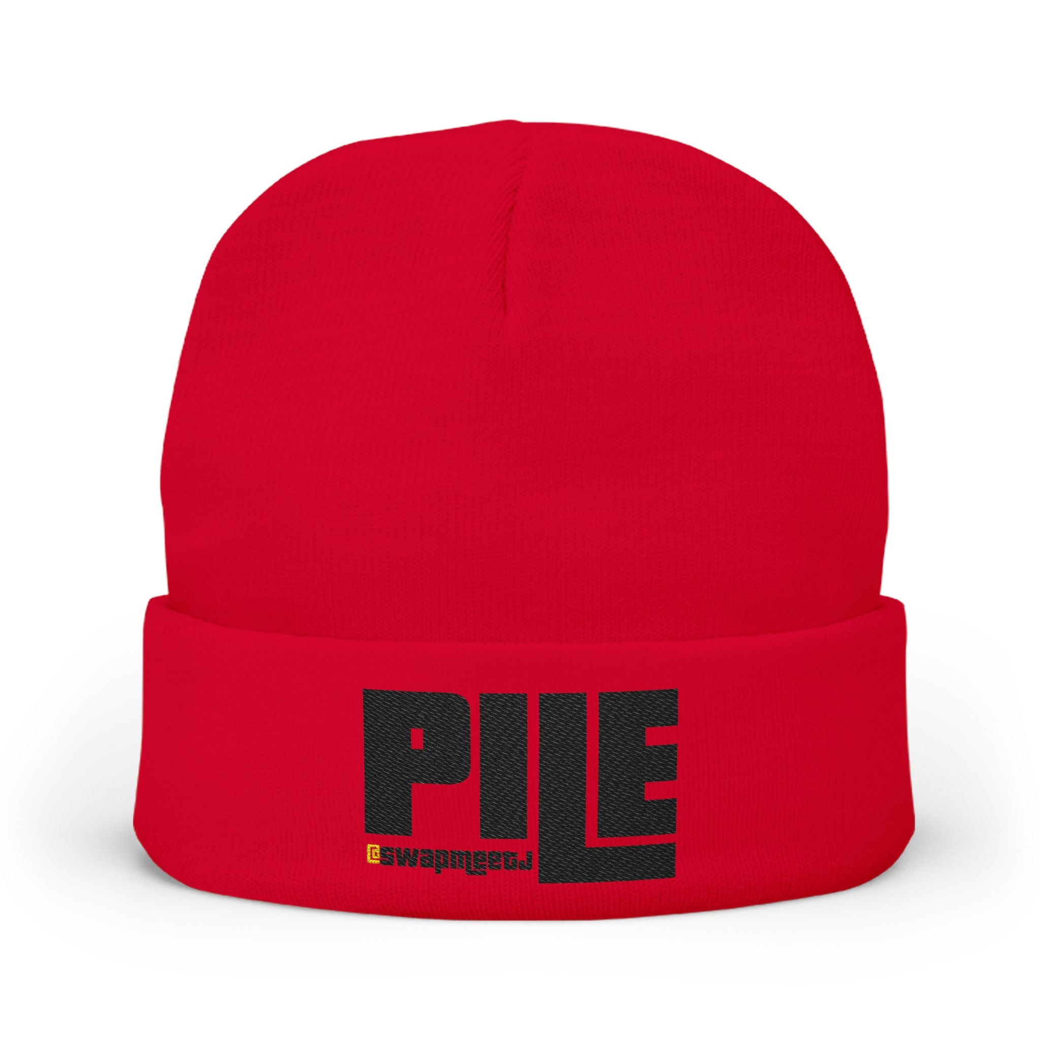 Embroidered 'PILE' Knit Beanie — Cozy Winter Beanie with Bold Logo