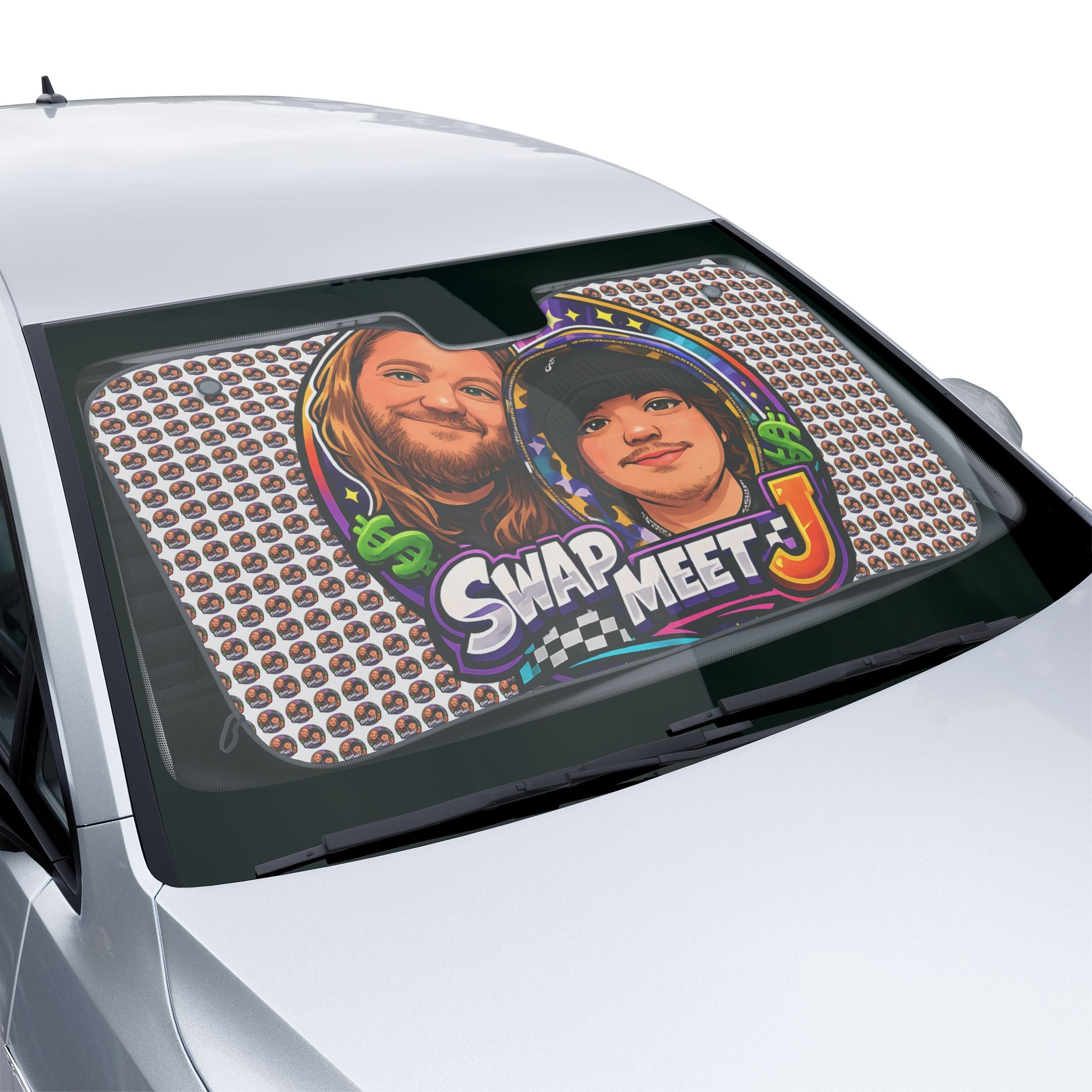 Swap Meet J Car Sunshade – Custom Cartoon Faces Windshield Shade