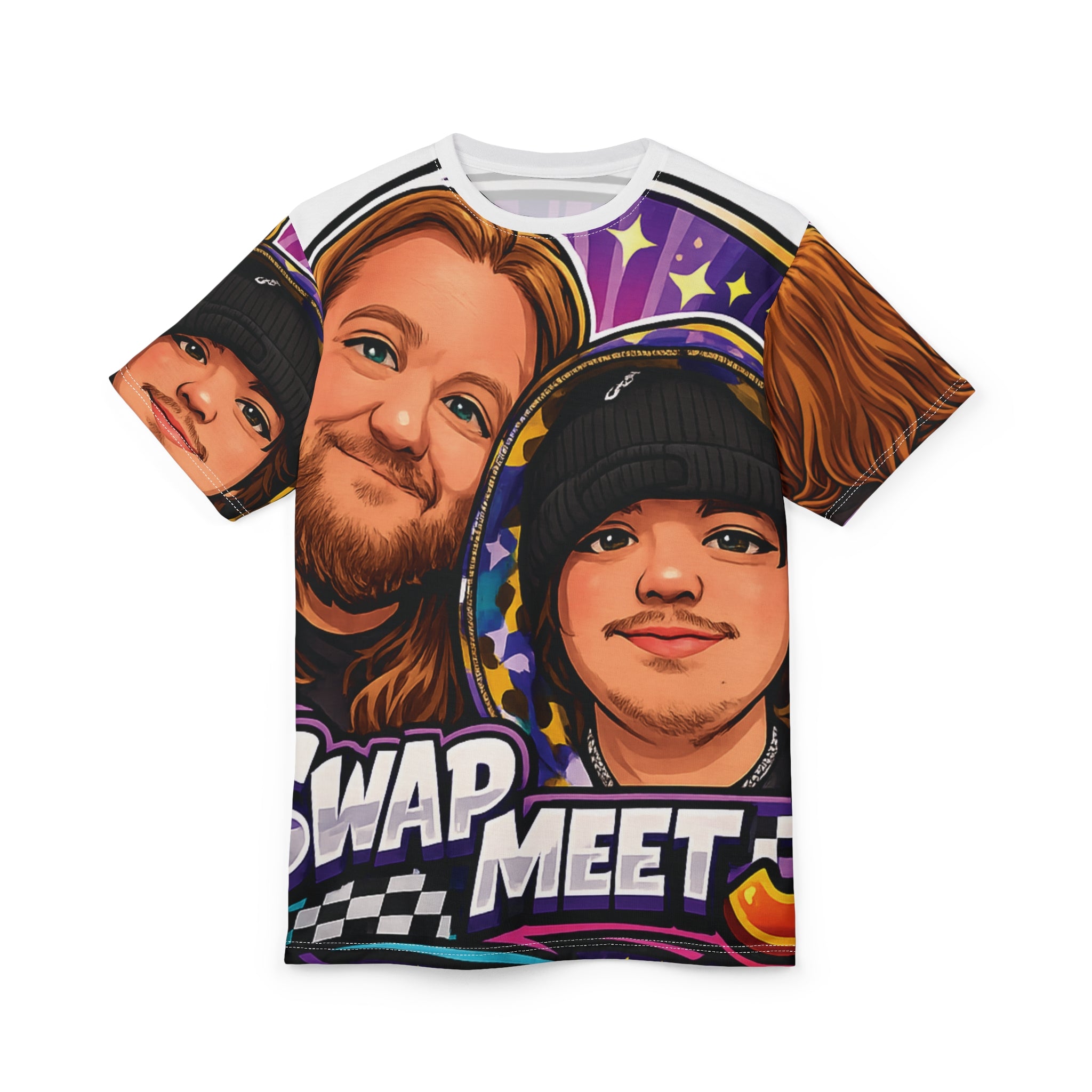 Swap Meet Graphic Tee — Cartoon Faces All-Over Print