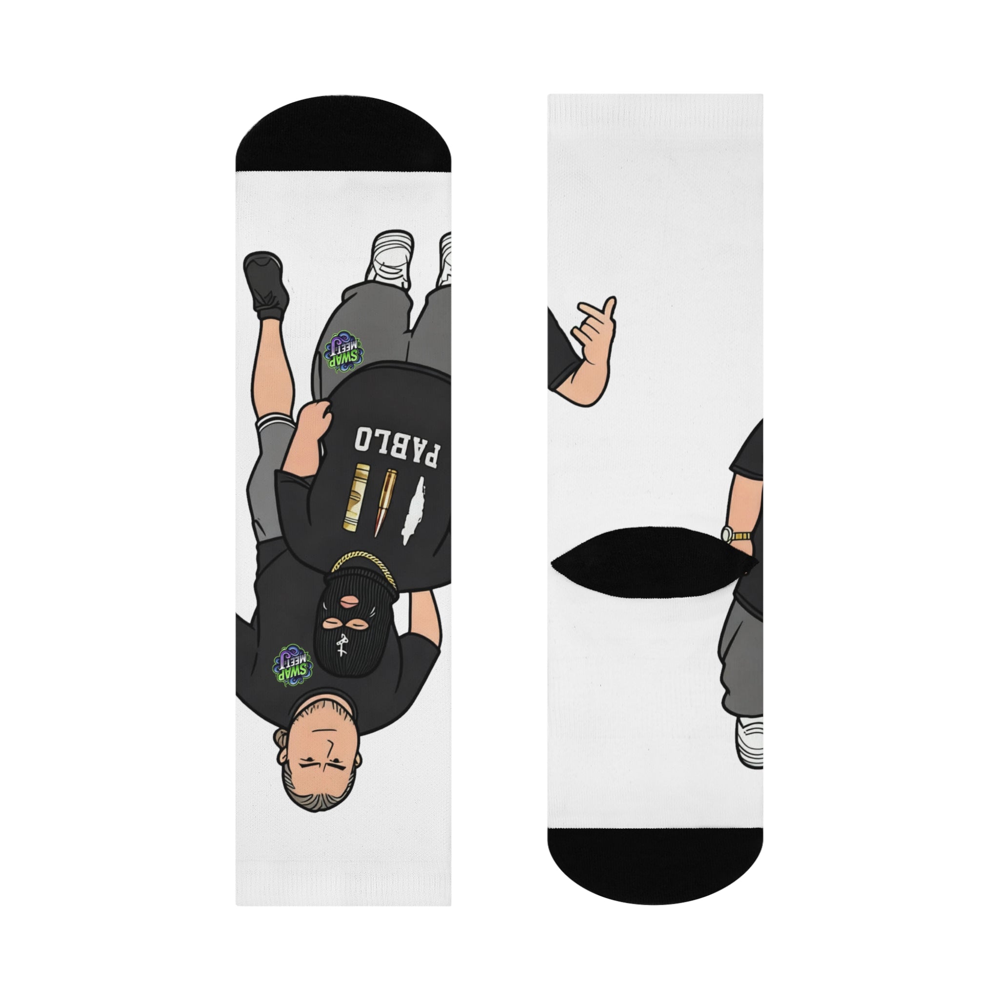 Pablo Cartoon Crew Socks — Cushioned Graphic Athletic Socks