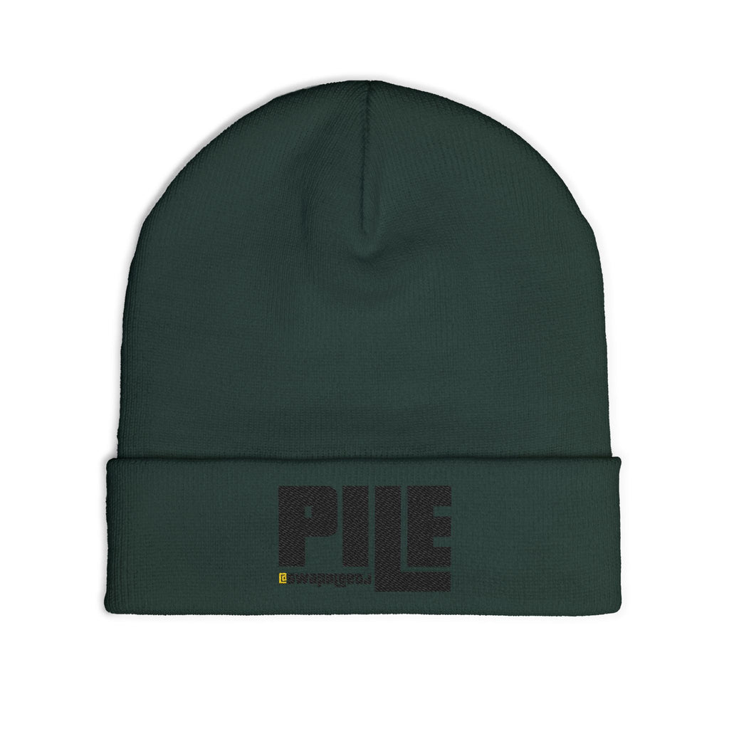 Embroidered 'PILE' Knit Beanie — Cozy Winter Beanie with Bold Logo