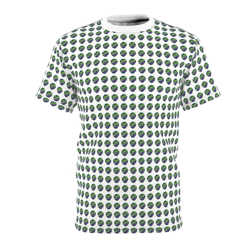All-Over Green Earth Pattern Tee — Eco Globe Print T-Shirt