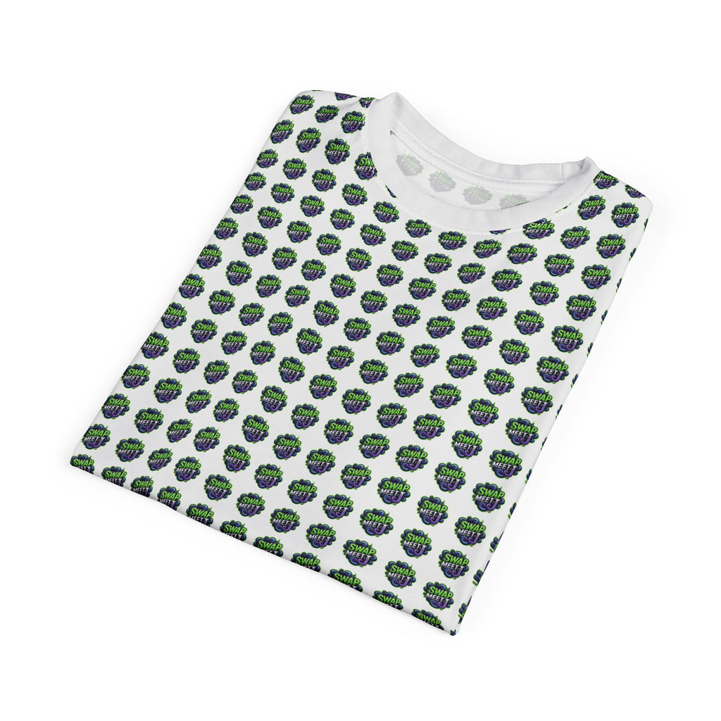 All-Over Green Earth Pattern Tee — Eco Globe Print T-Shirt