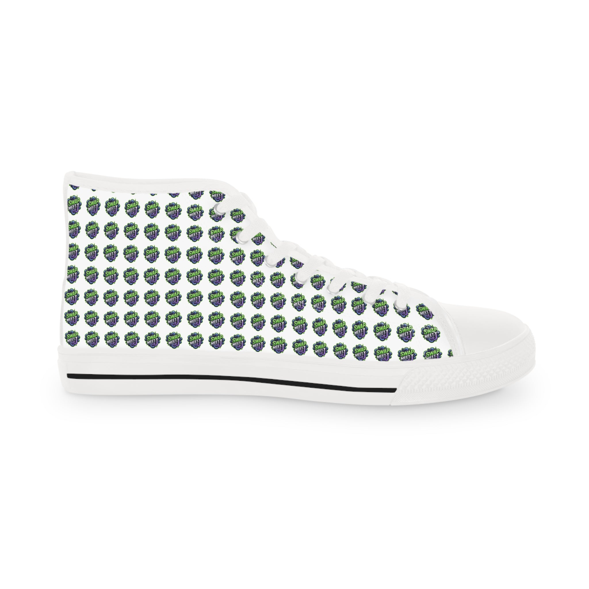 High Top Sneakers — Green Globe Dot Pattern