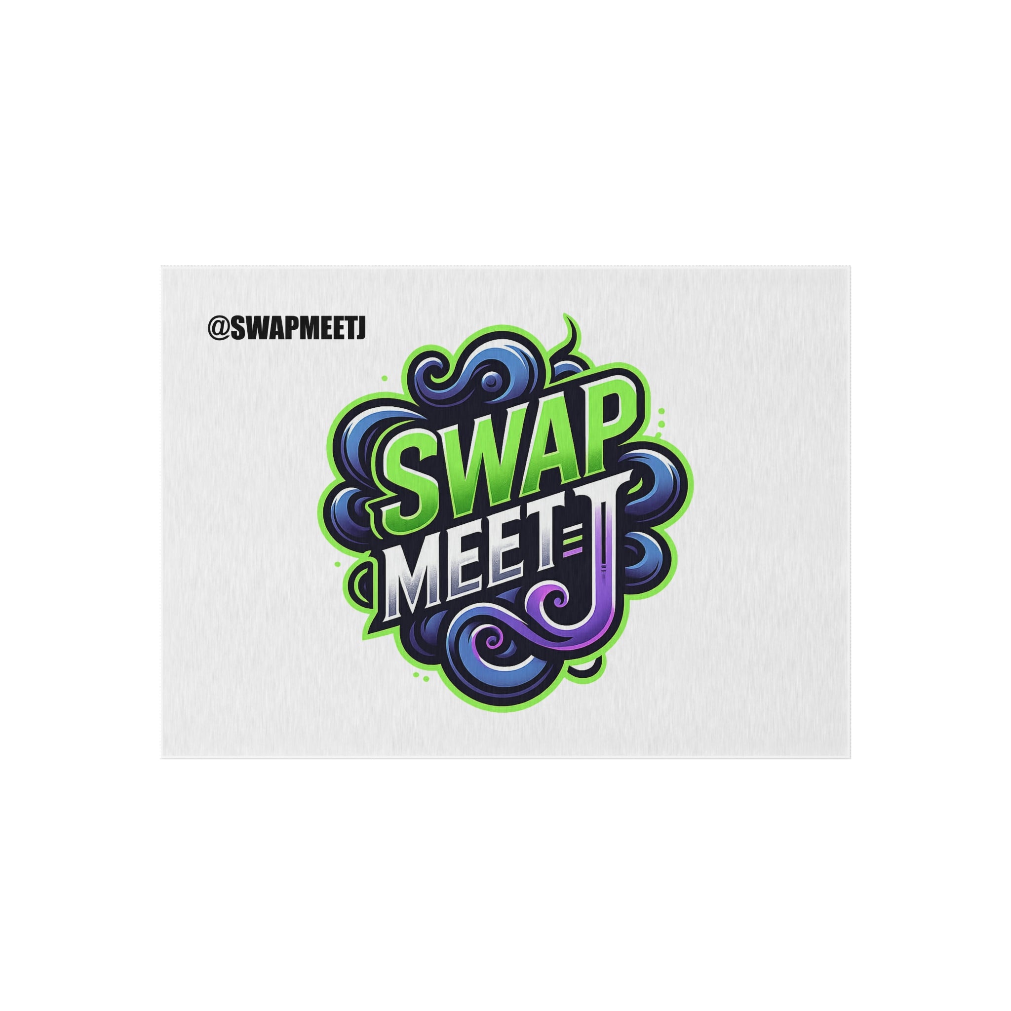 Swap Meet Graphic Outdoor Rug – Bold Neon Logo Doormat