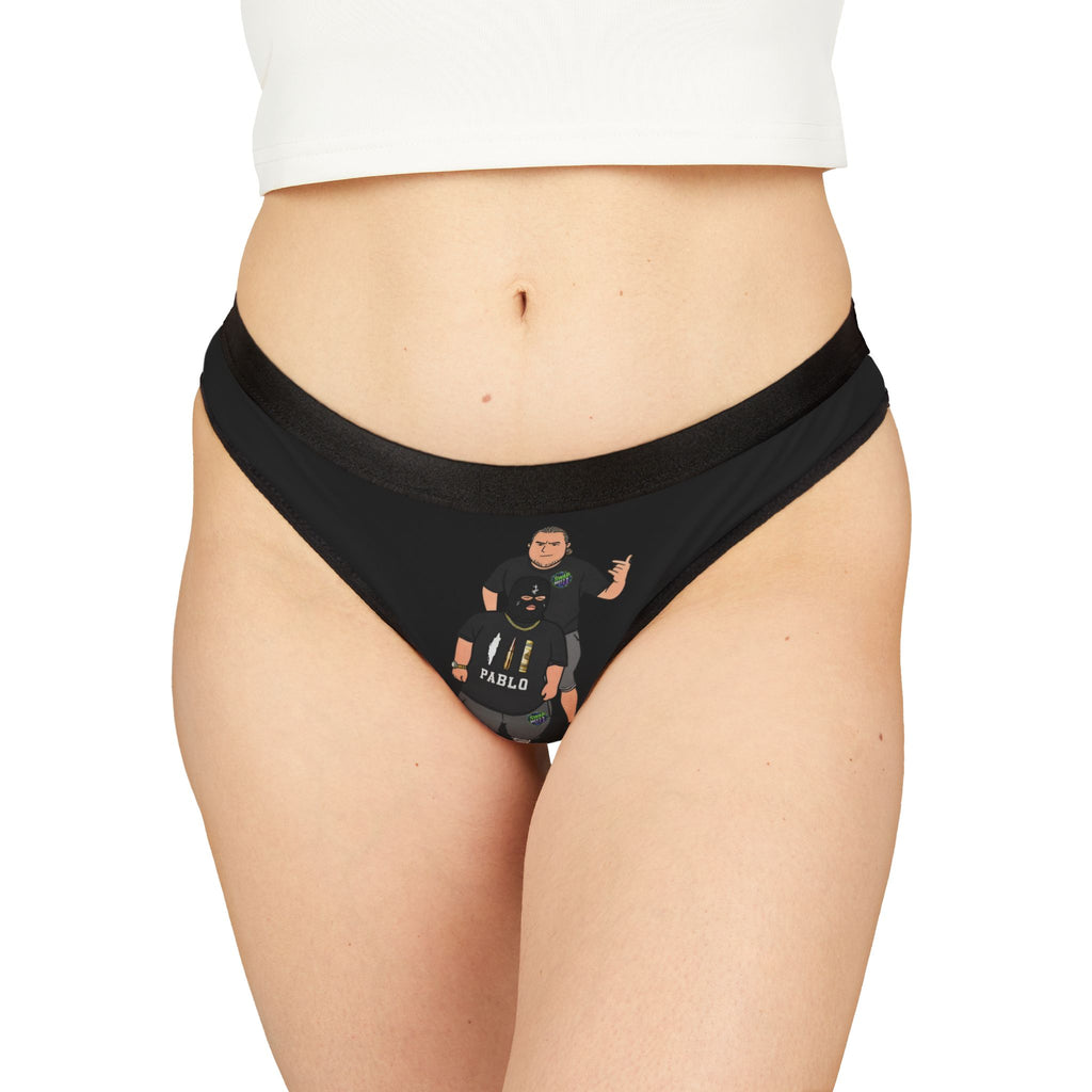 Graphic Women's Thong — Bold Black Design with Illustrated Duo (Pablo)