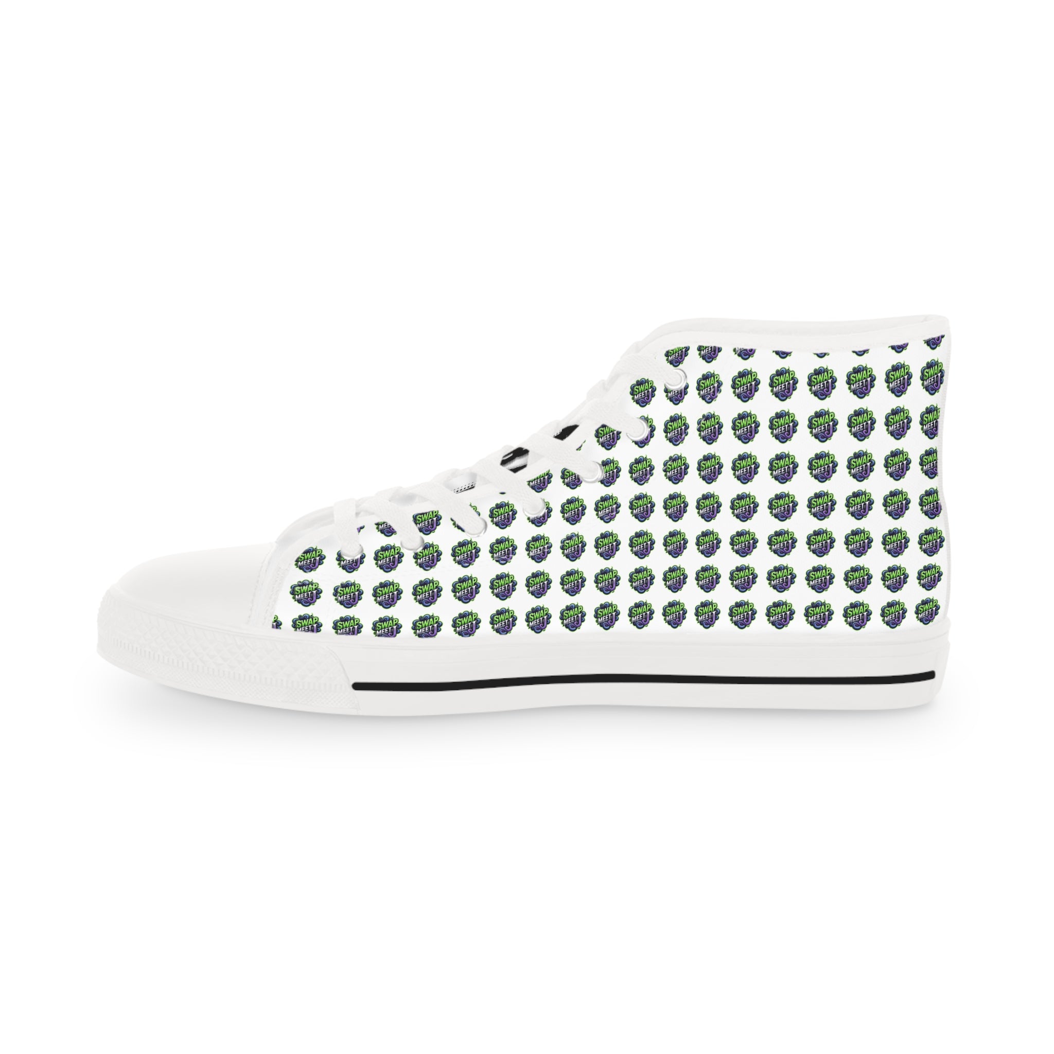 High Top Sneakers — Green Globe Dot Pattern