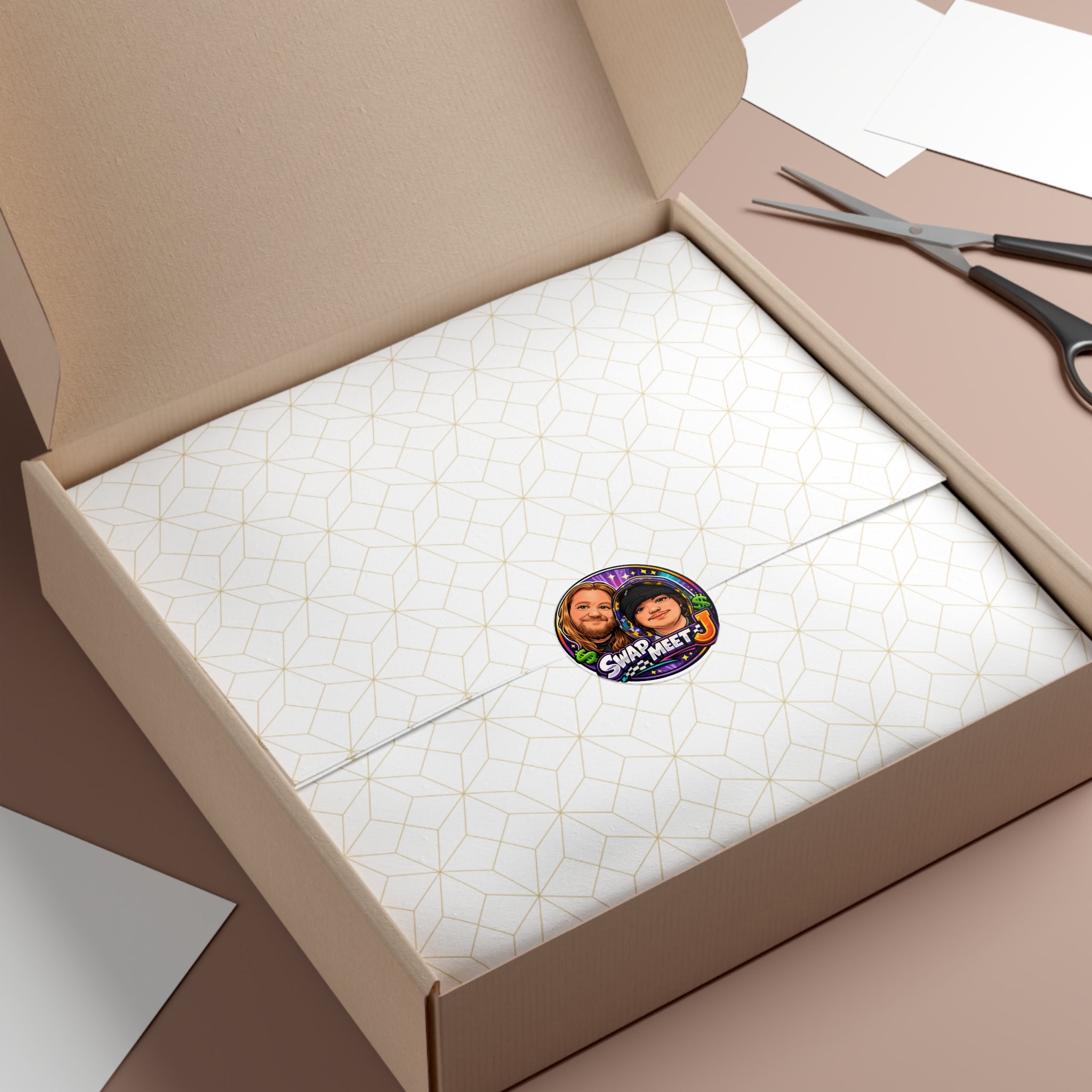 Swap Meet J Round Vinyl Sticker — Cartoon Duo Logo Sticker