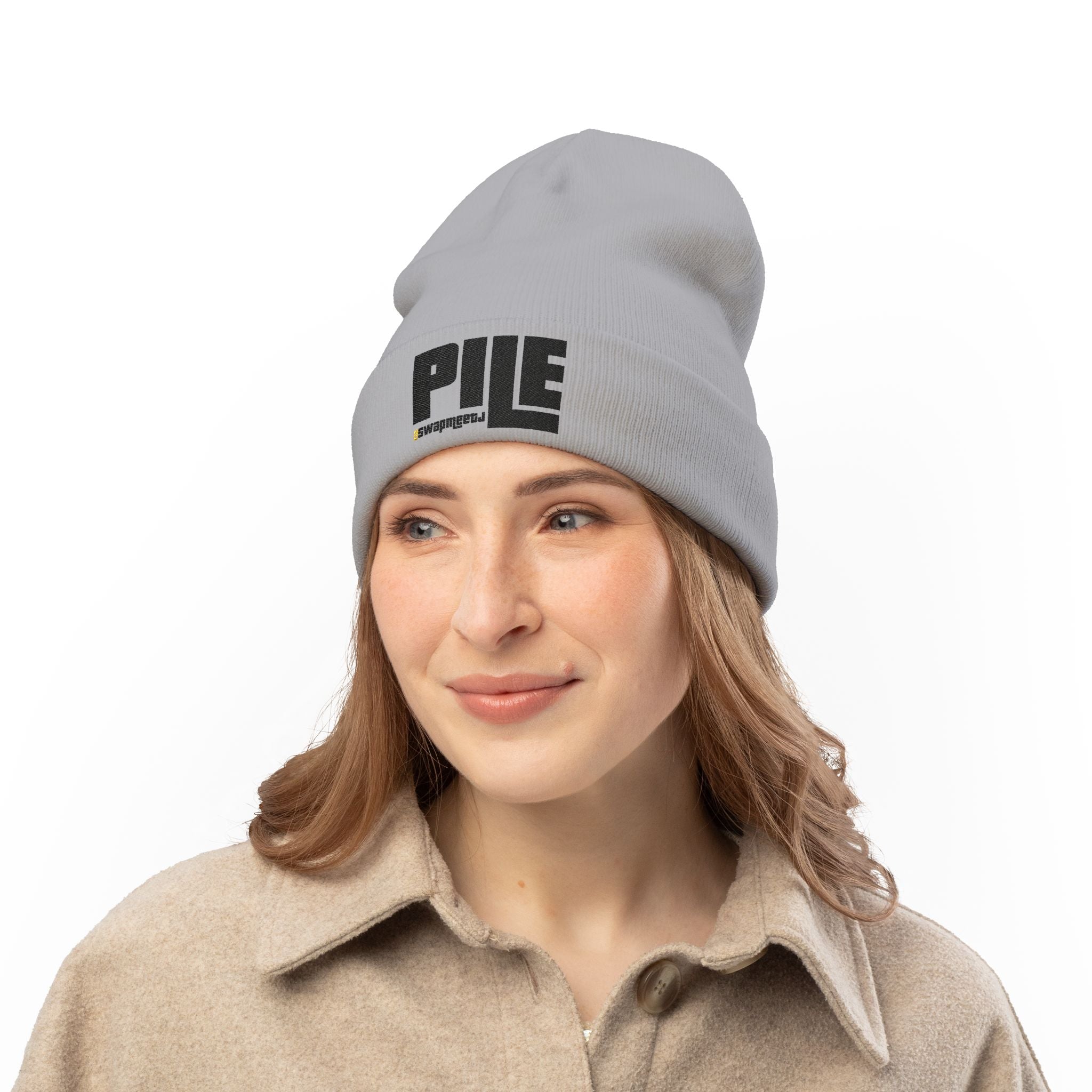 Embroidered 'PILE' Knit Beanie — Cozy Winter Beanie with Bold Logo