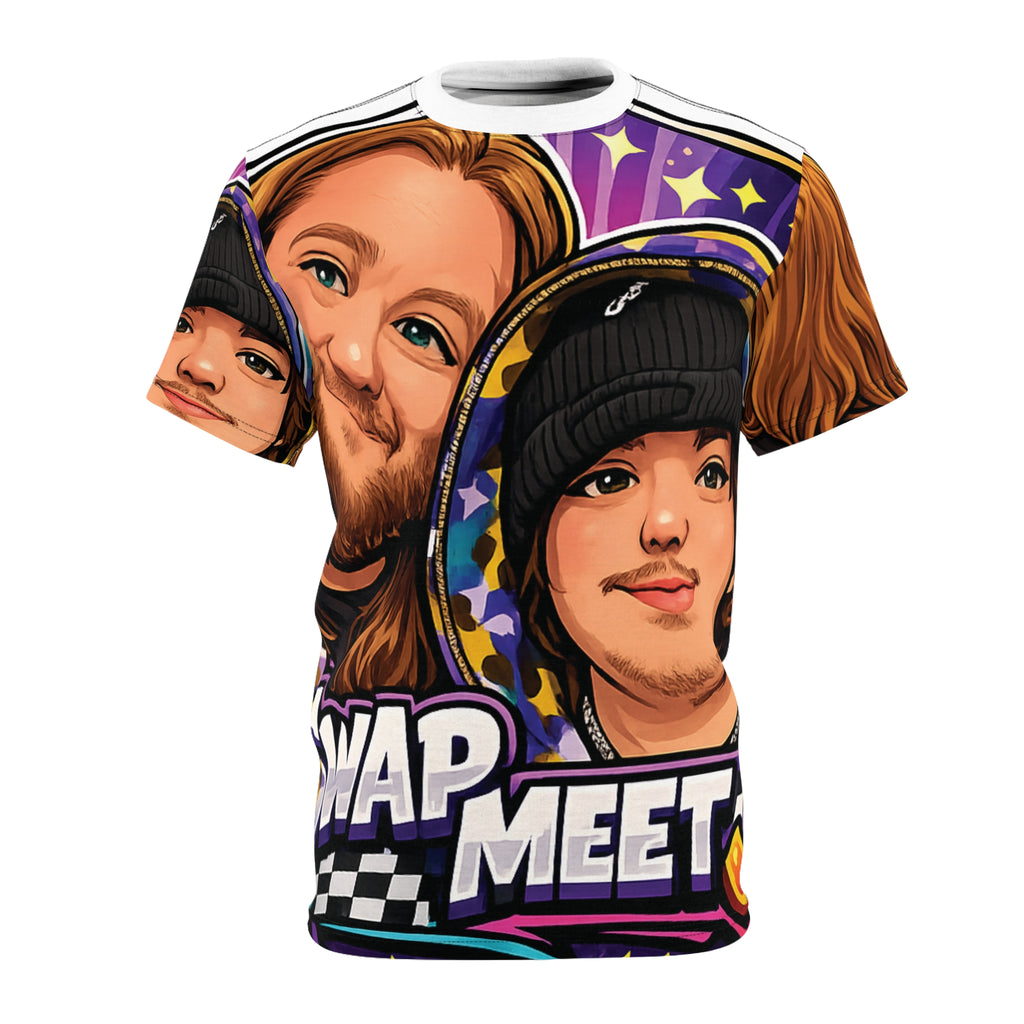 Swap Meet Graphic Tee — Cartoon Faces All-Over Print