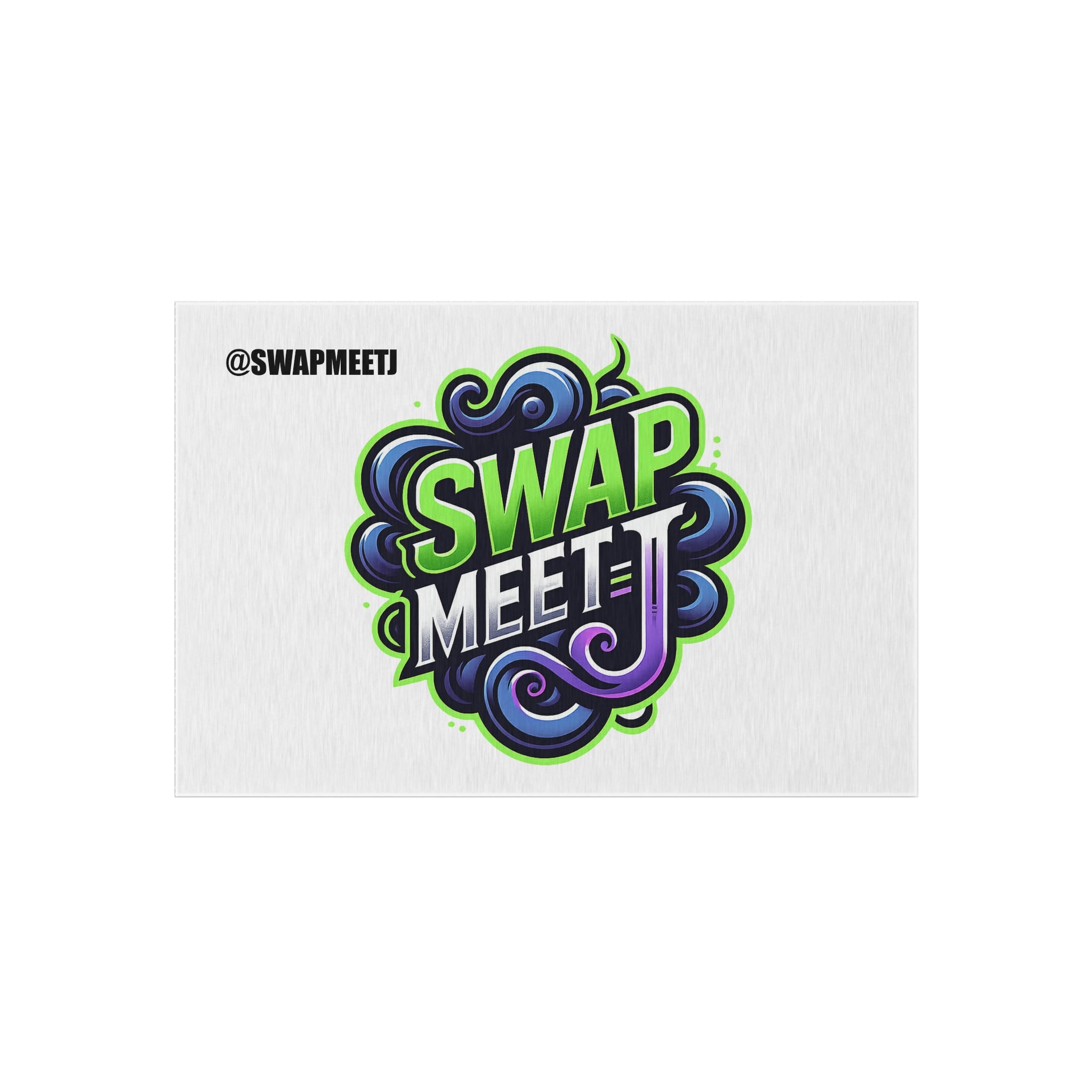 Swap Meet Graphic Outdoor Rug – Bold Neon Logo Doormat