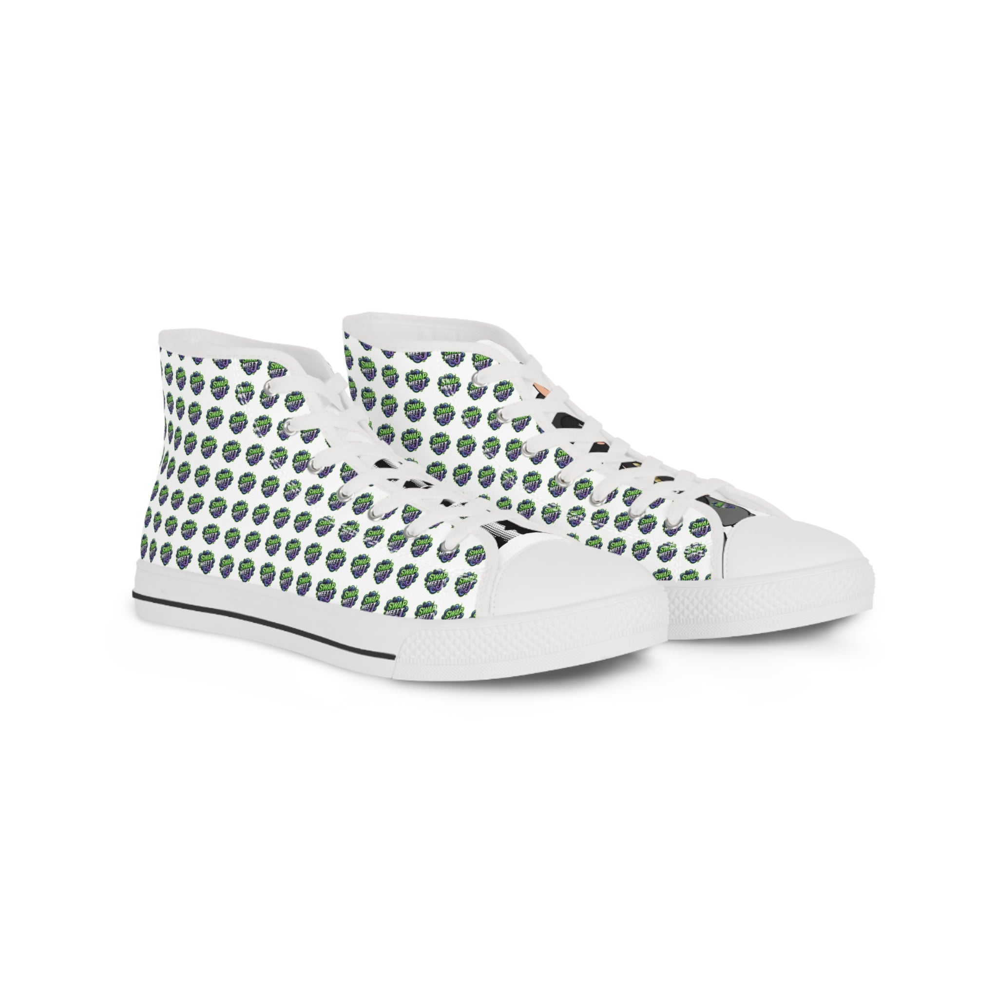 High Top Sneakers — Green Globe Dot Pattern
