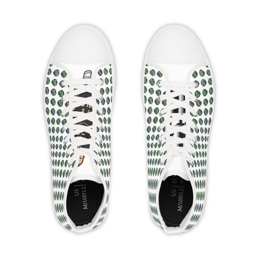 High Top Sneakers — Green Globe Dot Pattern