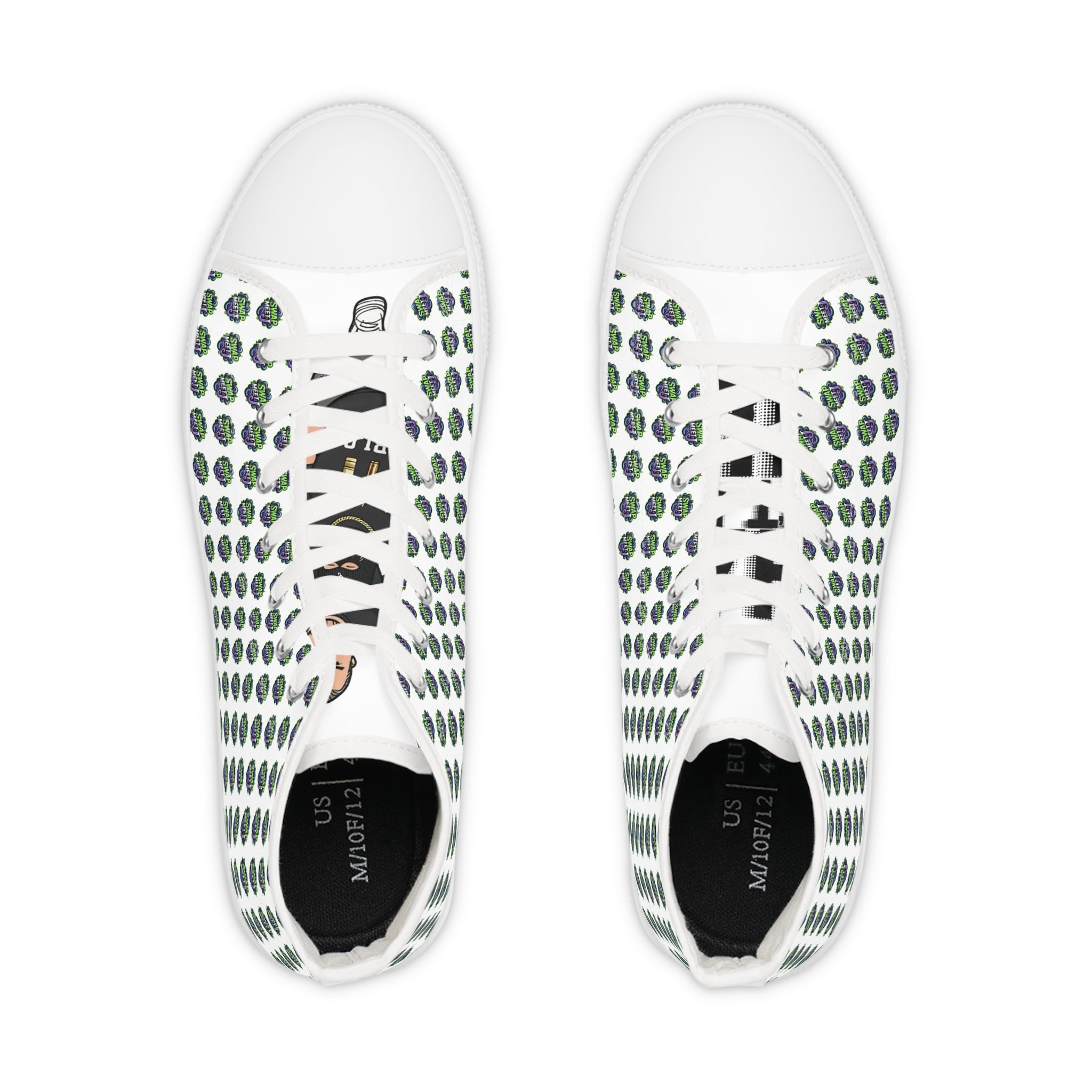 High Top Sneakers — Green Globe Dot Pattern
