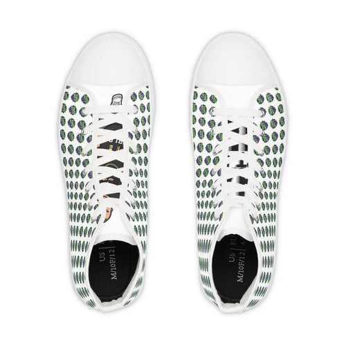 High Top Sneakers — Green Globe Dot Pattern